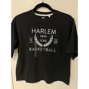 NWOT DSG Girl's Size M (10-12) Boxy Graphic Tee Black Harlem New York Basketball